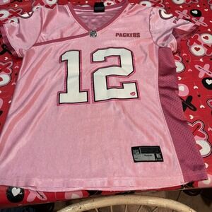 Aaron Rodgers Green Bay Packers Sewn NFL Apparel Pink Women's Jersey Small EUC